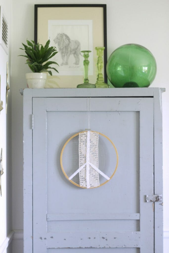 Summer Cabinet Styling- Blue and Green Vintage Style