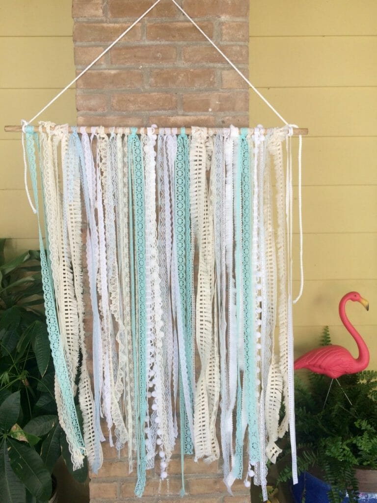 Vintage lace Hanging with Macrame Cord hanger