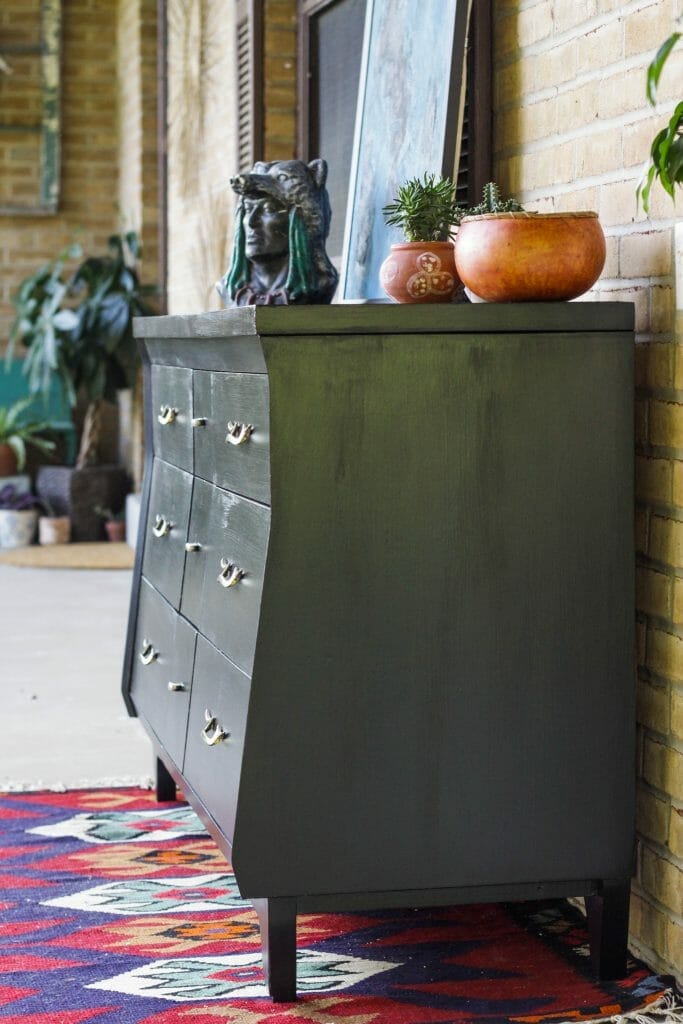 Black Midcentury Modern Dresser with Angled Front