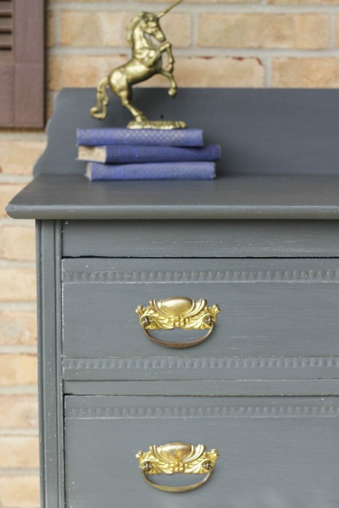 Gray and Gold Antique Farmhouse Style Dresser