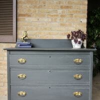 Furniture Makeover: Charcoal Gray & Gold Rustic Farmhouse St