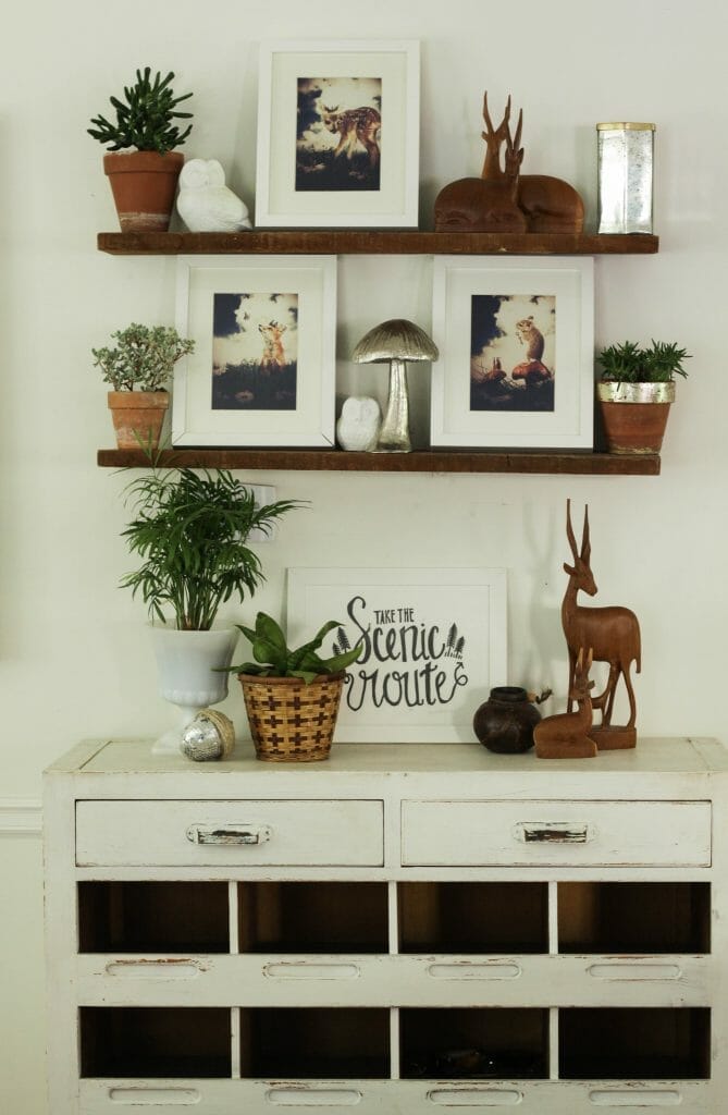 Earthy Eclectic Shelf Styling for Fall