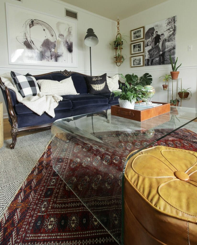 Fall living room with textiles and layers