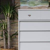 Furniture Makeover: Seagull Gray & Gold Midcentury Dresser