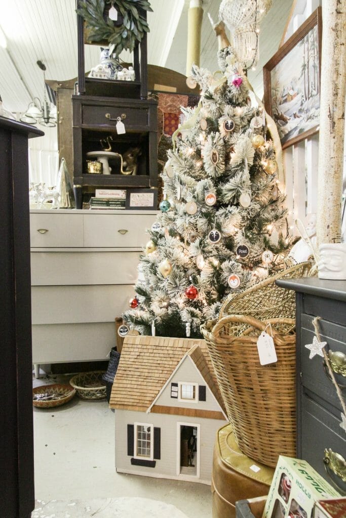 Vintage Flocked Tree for Christmas at Sweet Clover