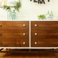 Furniture Makeover: Two Toned Wood Inlay Midcentury Dresser