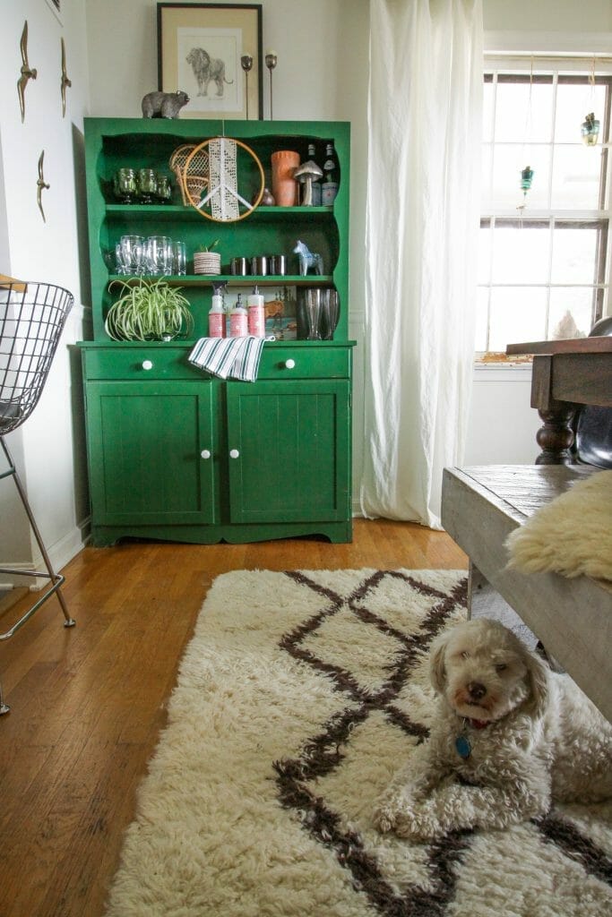 Green hutch in Eclectic Dining Room