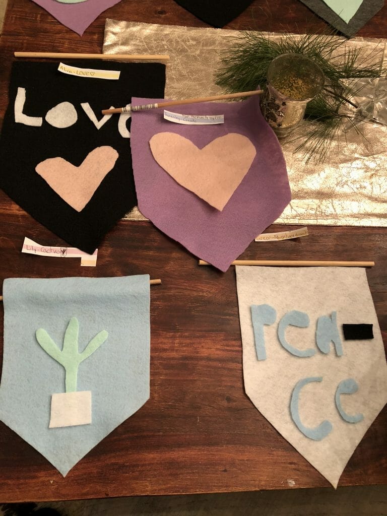 Designs laid out for felt flags