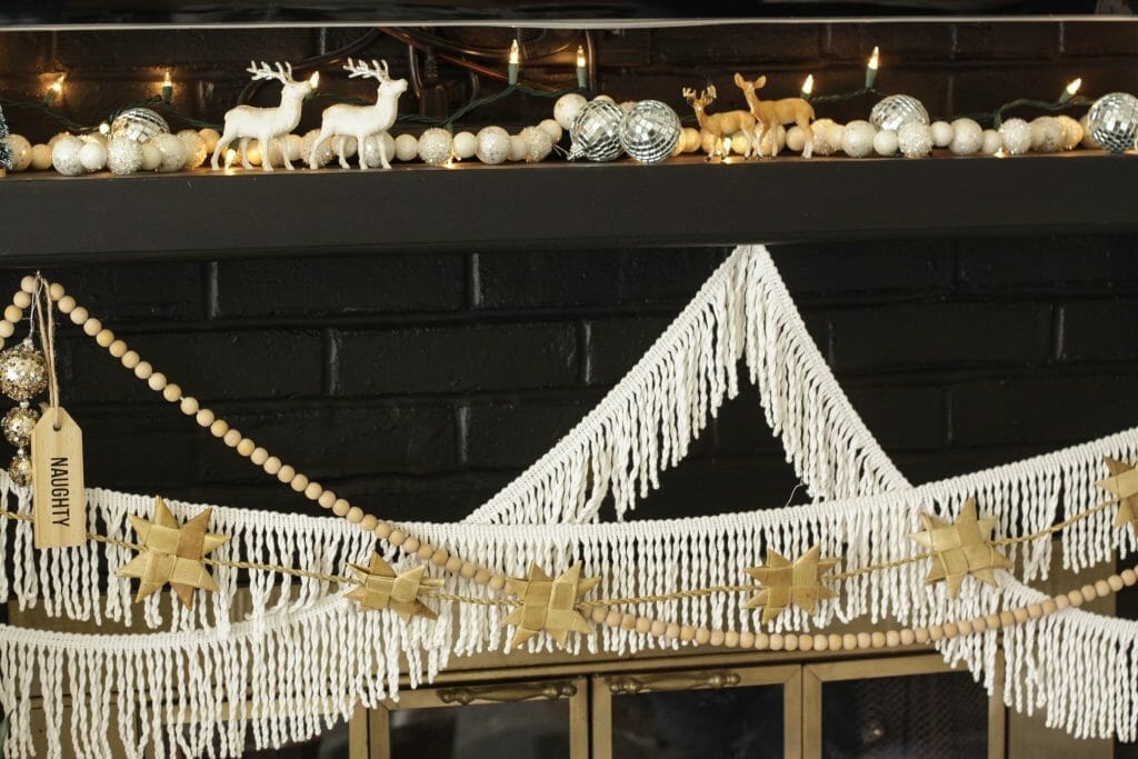 Eclectic Black and white Christmas mantle