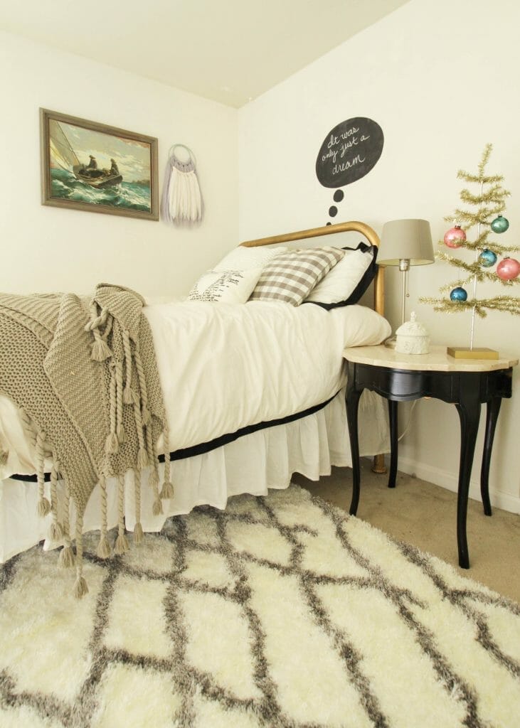 Eclectic Neutral Christmas Guest Room