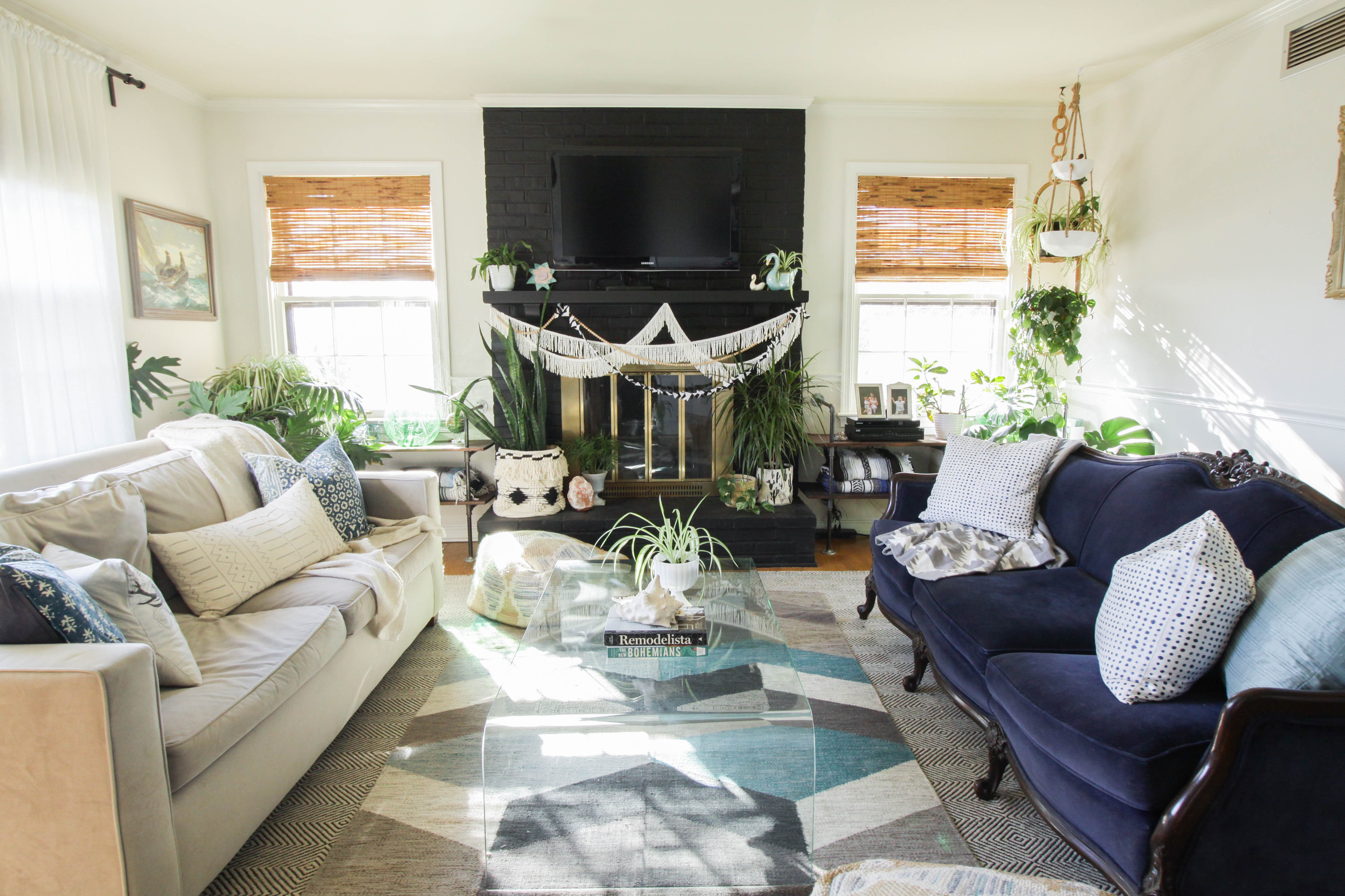 Eclectic Spring Home Tour: Blues In The Living Room - Cassie Bustamante