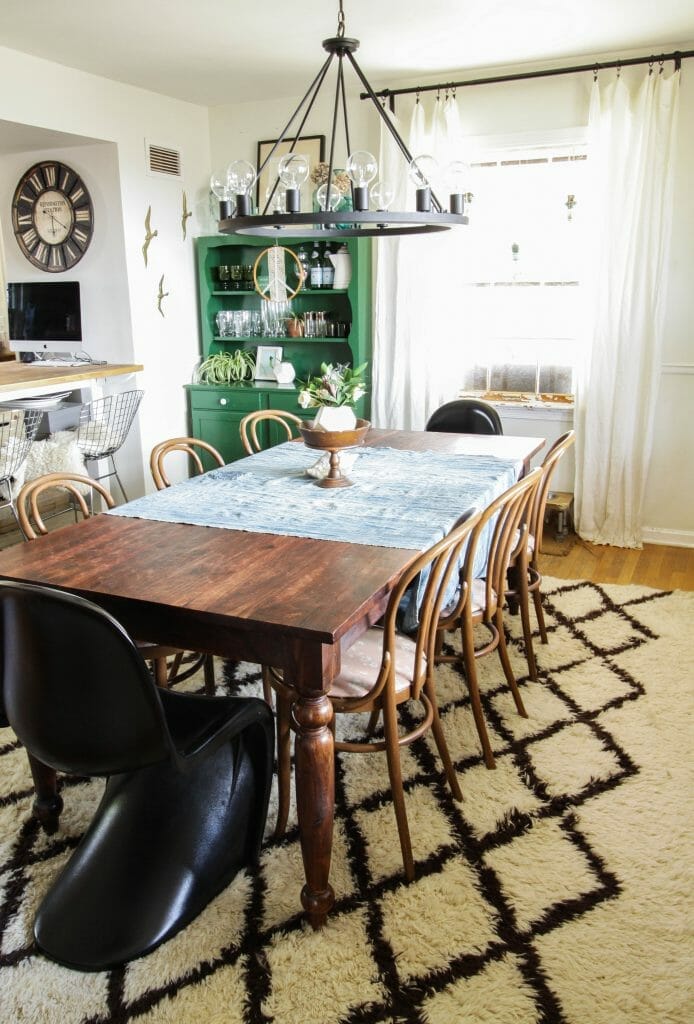 Eclectic Dining Room with Blues and Greens