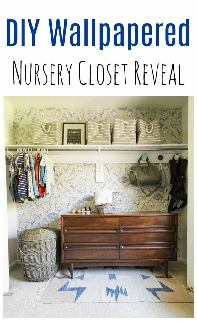 DIY Wallpapered Nursery Closet