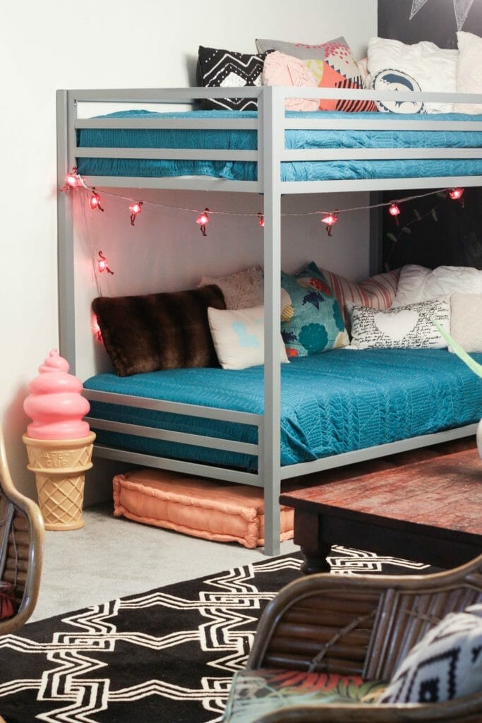 Playroom bunk beds with vintage ice cream cone