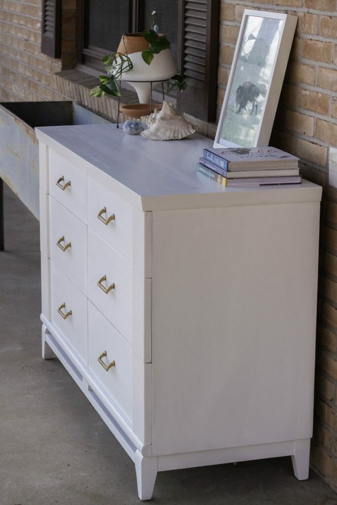 White and Gold Midcentury Dresser