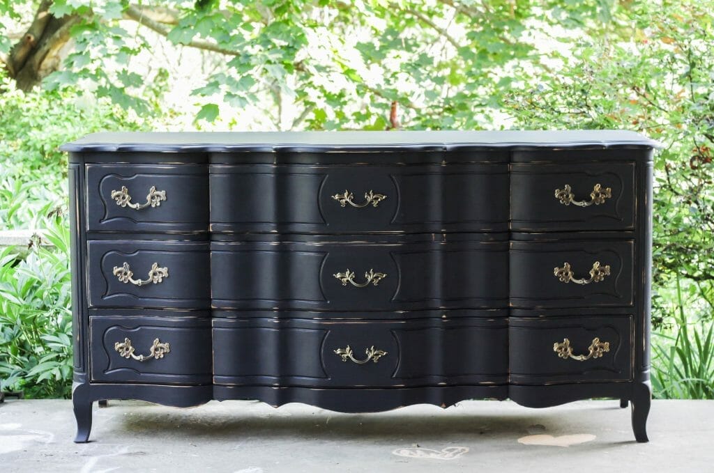 French Triple Dresser Painted Black