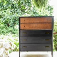 Furniture Makeover: Black, Wood & Gold Midcentury Chest