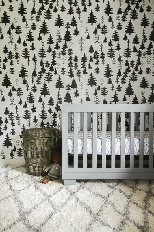 Gender Neutral Nursery with wallpaper