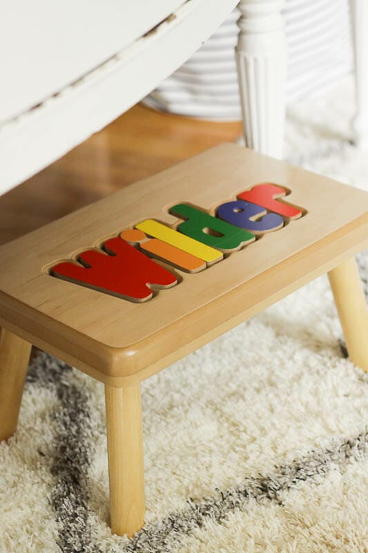 rainbow name puzzle stool