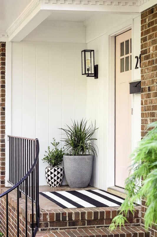 Budget Porch Makeover with Black and White