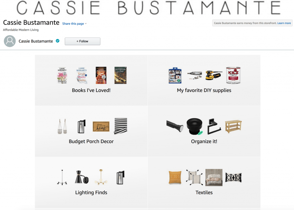 Cassie Bustamante Amazon Storefront