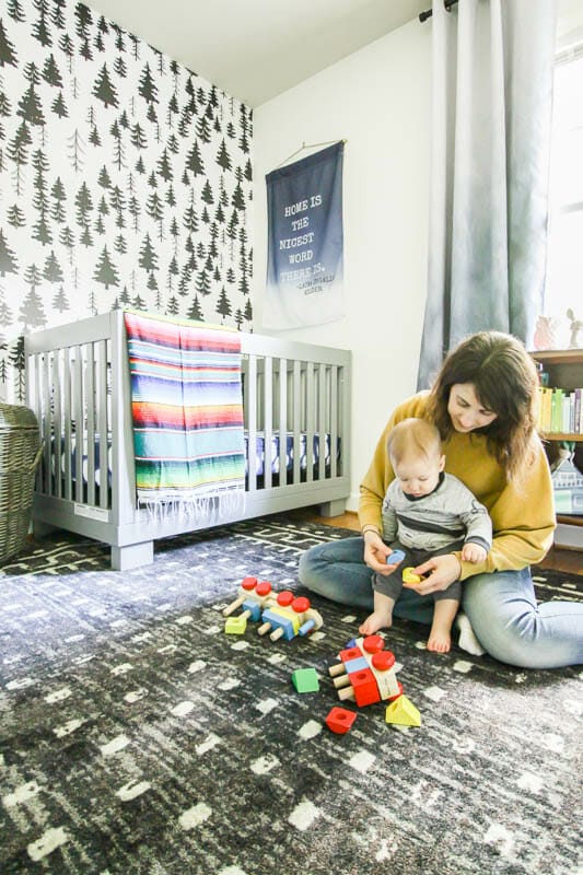 Gender Neutral Nursery in Gray Black White and colors