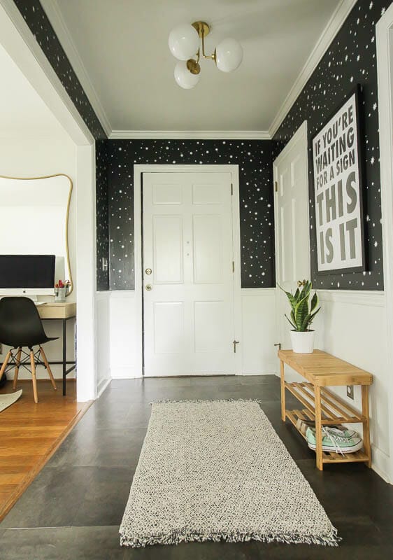 Affordable midcentury lighting from my mitzi in small entry makeover