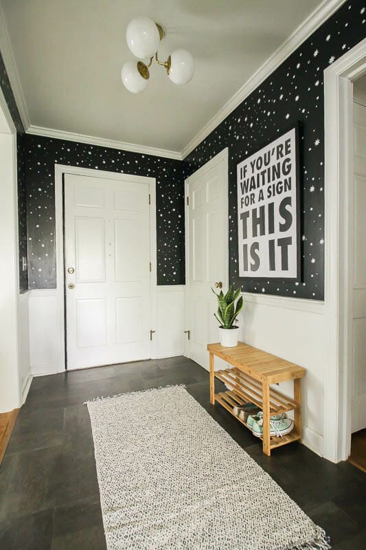 Small Space Entry Makeover in Black and White