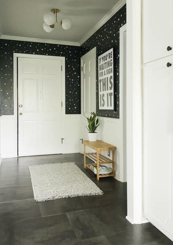Small Space Entry in Black and white and gold neutral