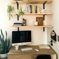 How to Create a Home Office in a Living Room: DIY Shelves & 