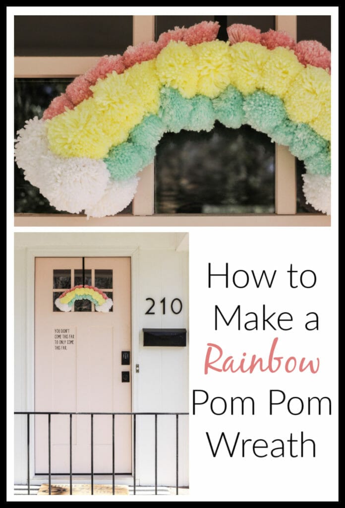 rainbow pom pom wreath