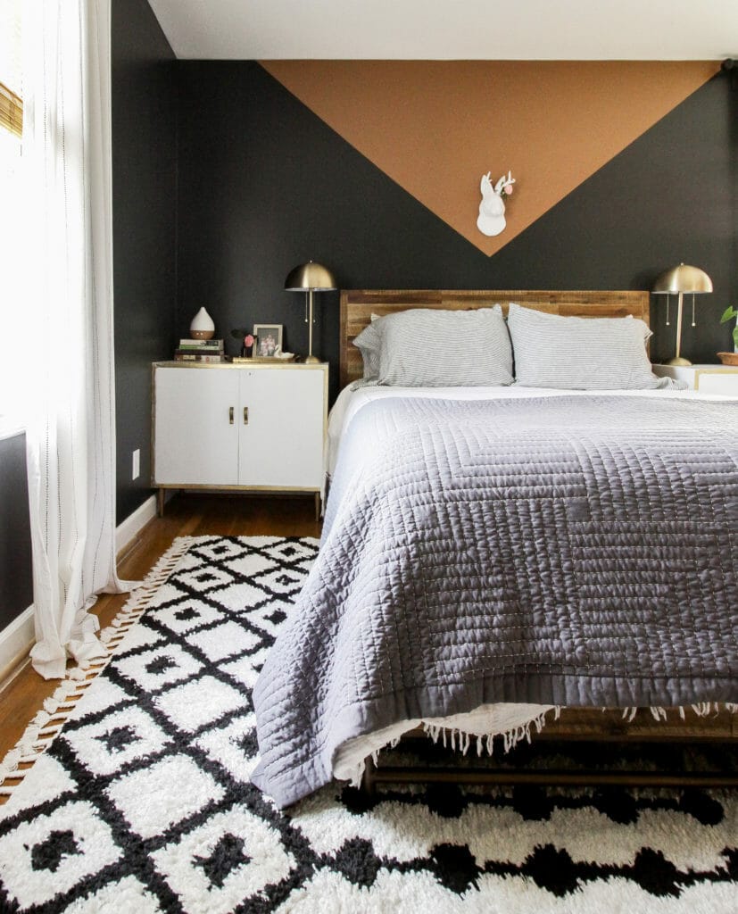 simple modern boho master bedroom in neutrals