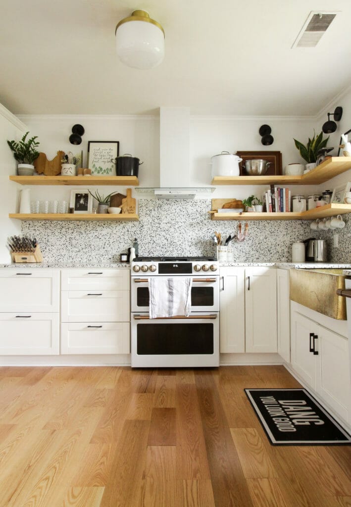 unique modern white and gold kitchen