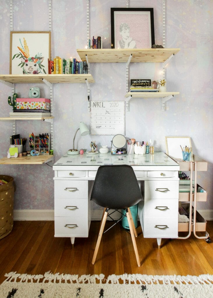 Eclectic Teen Bedroom Desk Area