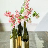 How to Gold Leaf Bottles: Make Vases from Empties!