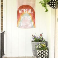 Cheerful Spring Porch with Pink Door & Accents (like vintage