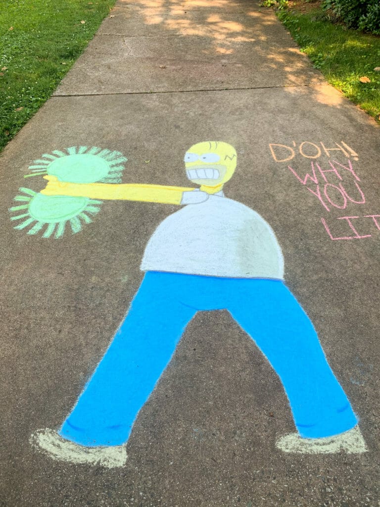 Homer Simpson chalk drawing