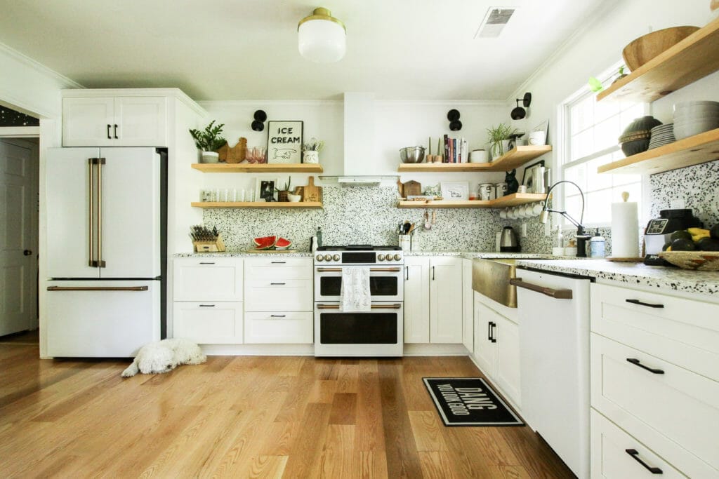 Modern white and gold kitchen