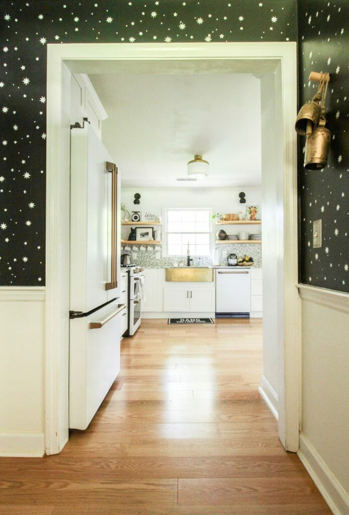 View into kitchen