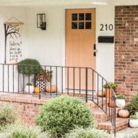 My New Front Door Color & Cheery Fall Small Front Porch Deco