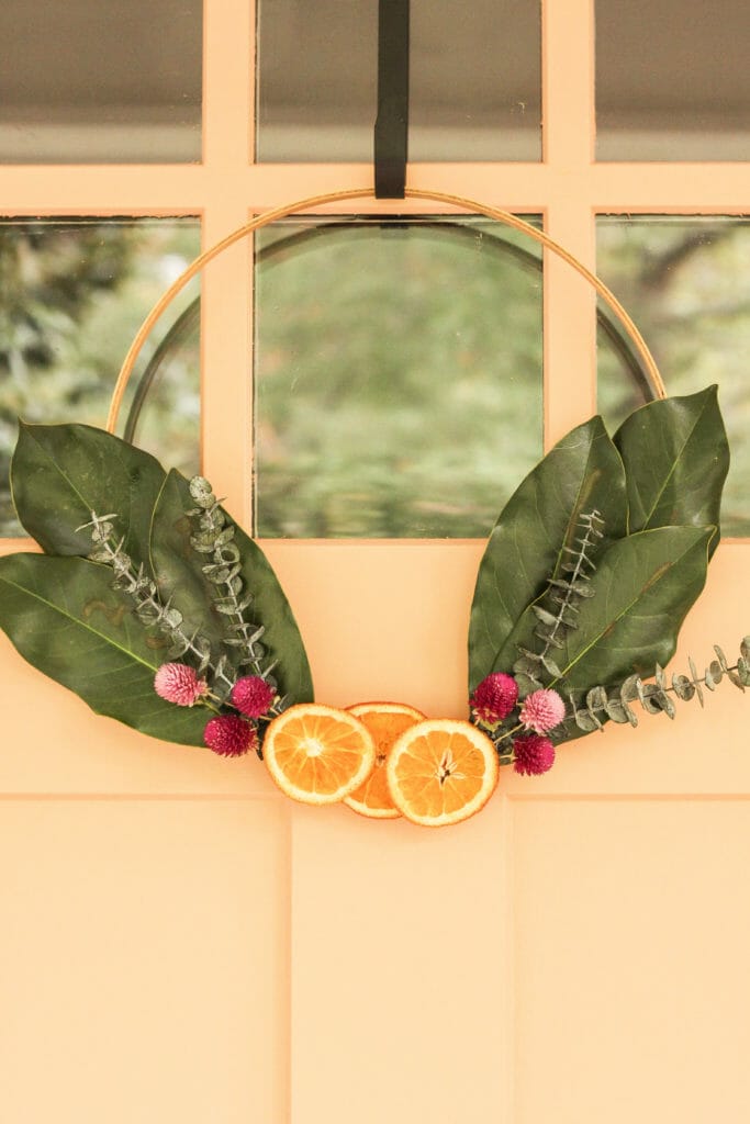 DIY Orange Slice Modern Hoop Wreath