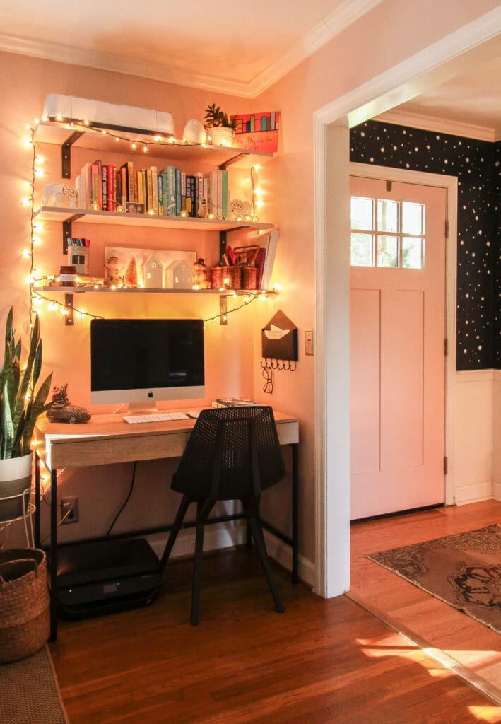 living room office nook christmas