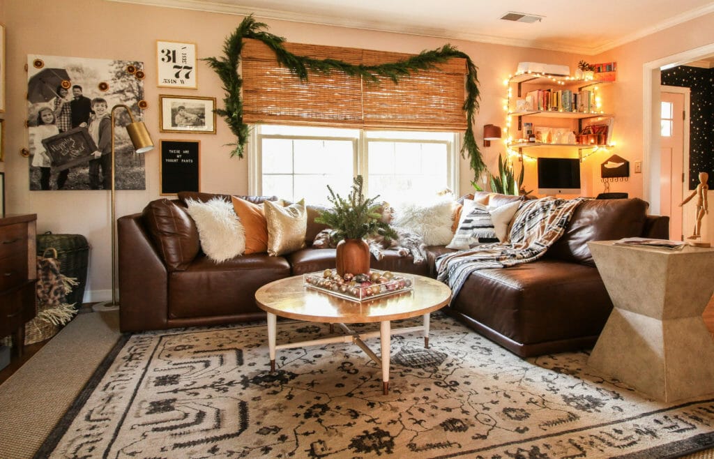 boho modern christmas living room