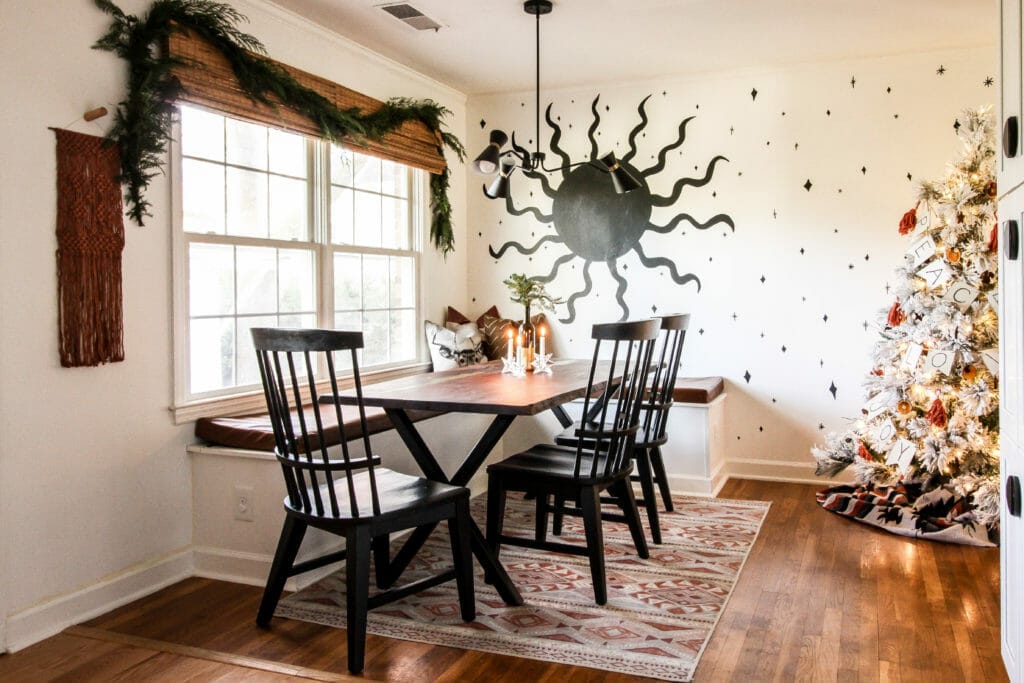 eclectic christmas dining nook