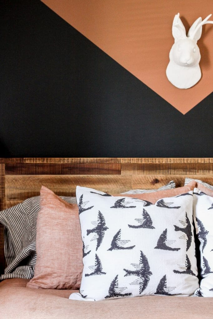 modern bird pillows in black and white