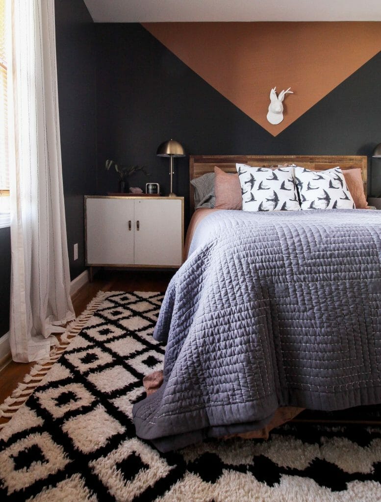 modern boho black bedroom