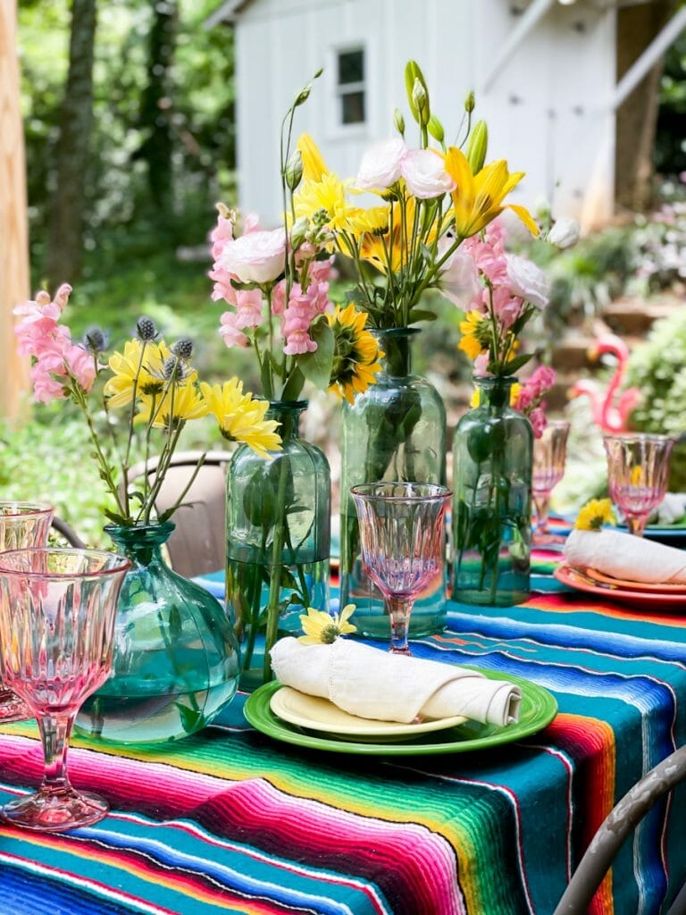 colorful tablescape outside