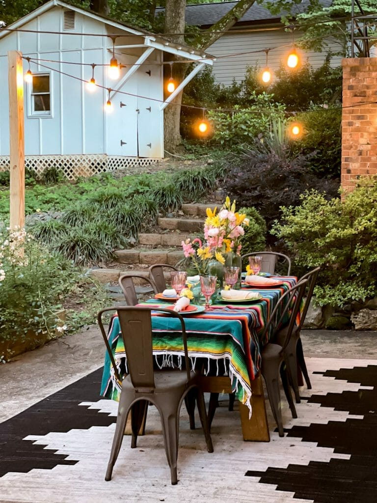 evening patio with lights